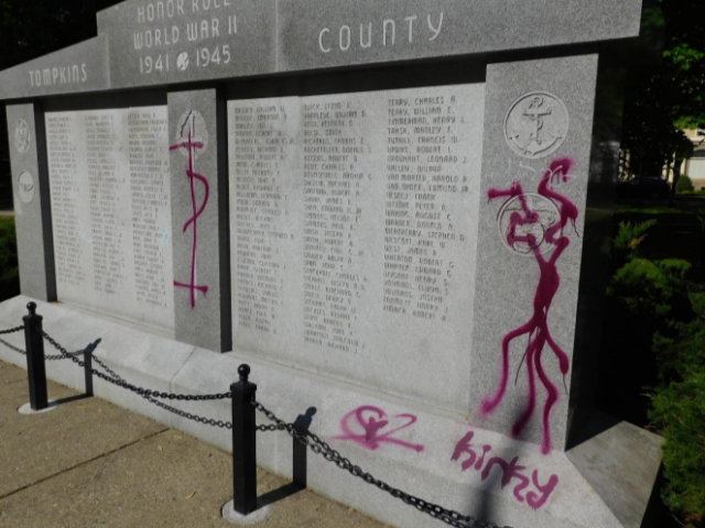 IPD: War memorial at Dewitt Part vandalized by graffiti